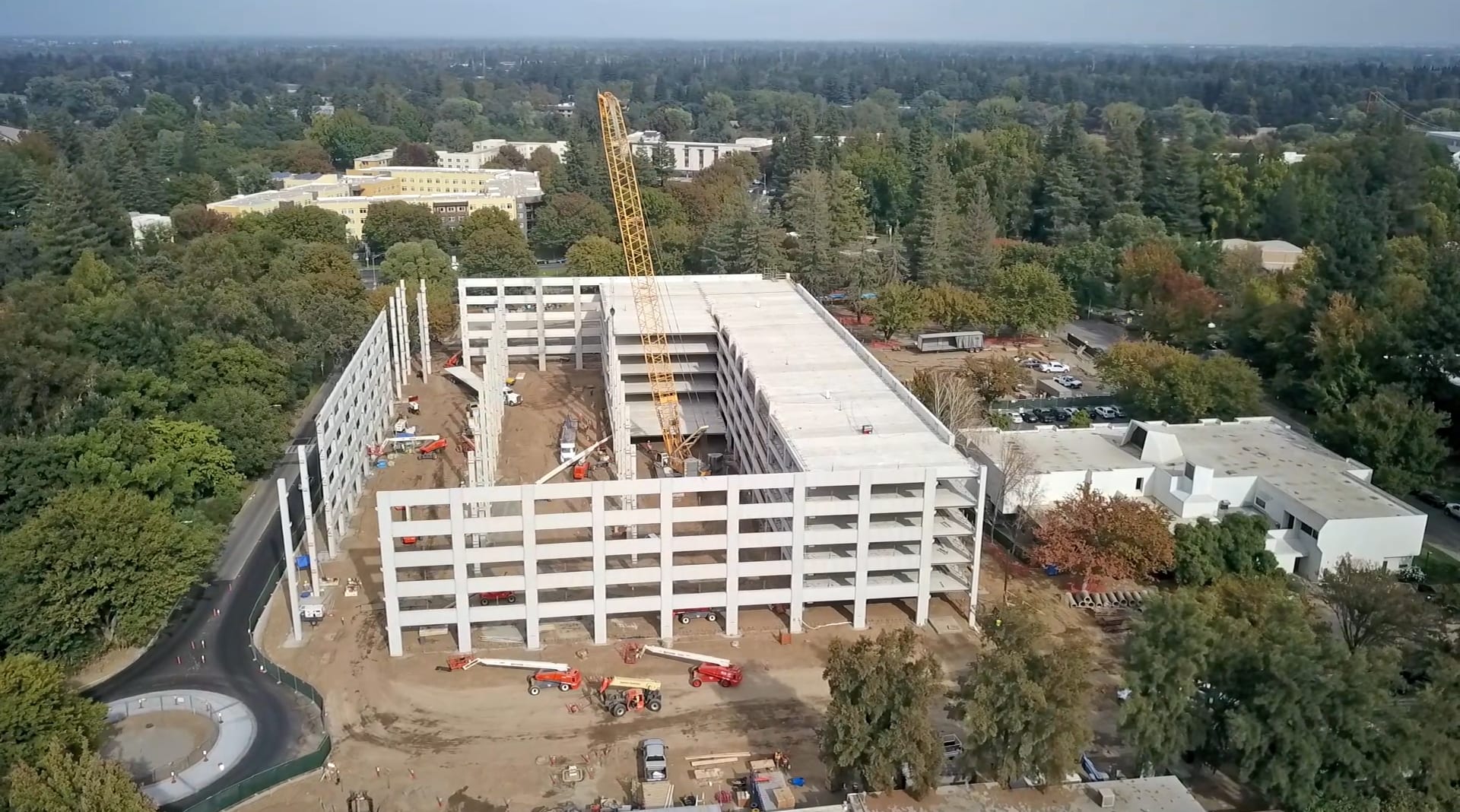 Prefabricated parking structure being built with offsite manufacturing