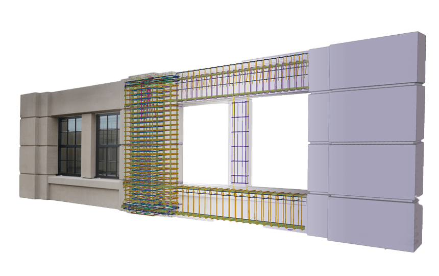 BIM rendering of a prefabricated panel for escondido village at stanford