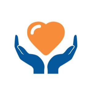 Hands surrounding a heart icon