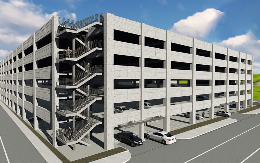 Rendering of a parking structure