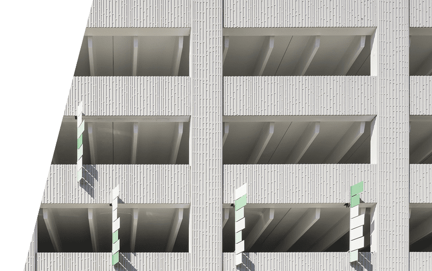 Side view of California State University, California prefabricated parking system