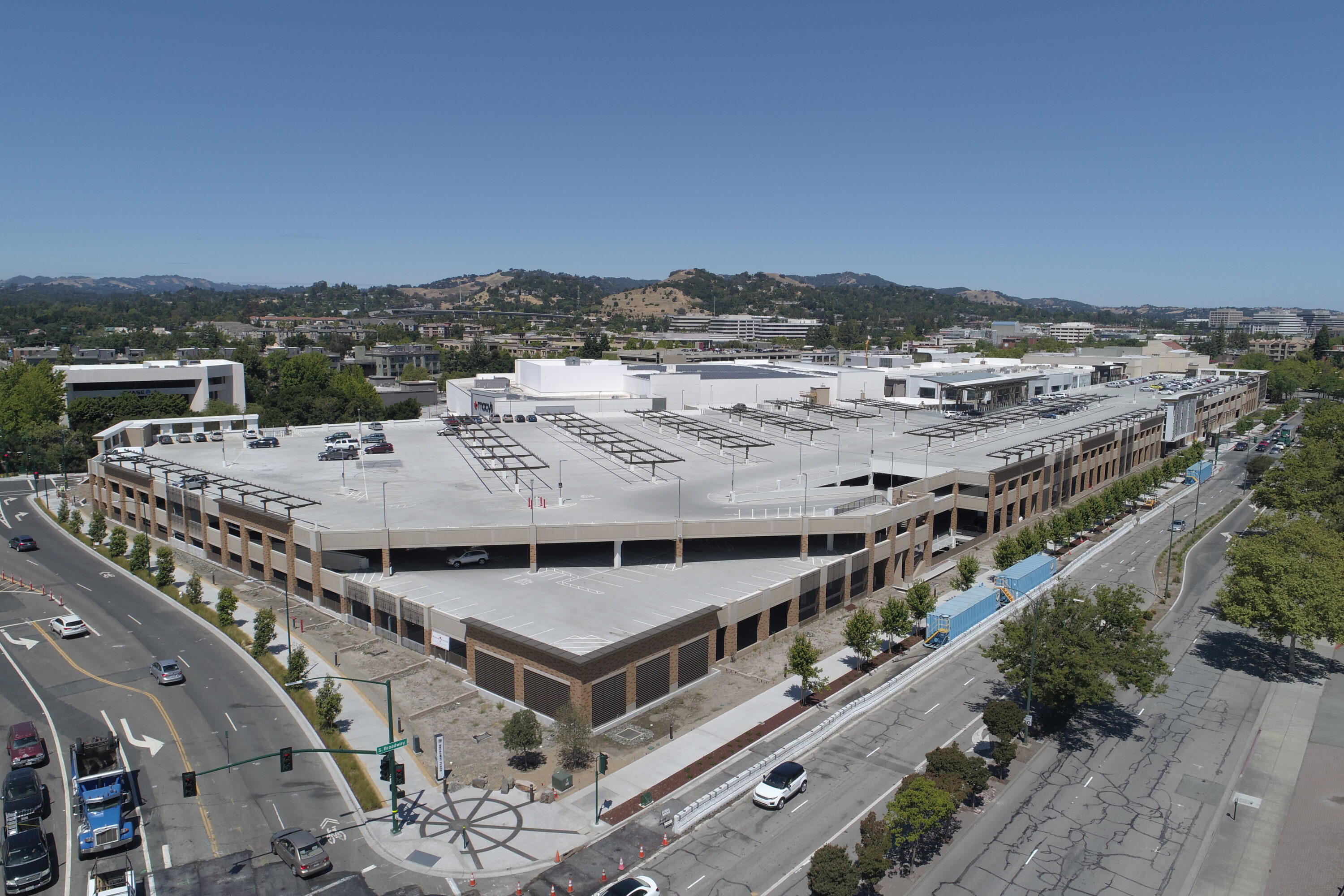 Broadway Plaza parking structure aerial photo by Todd Clancy