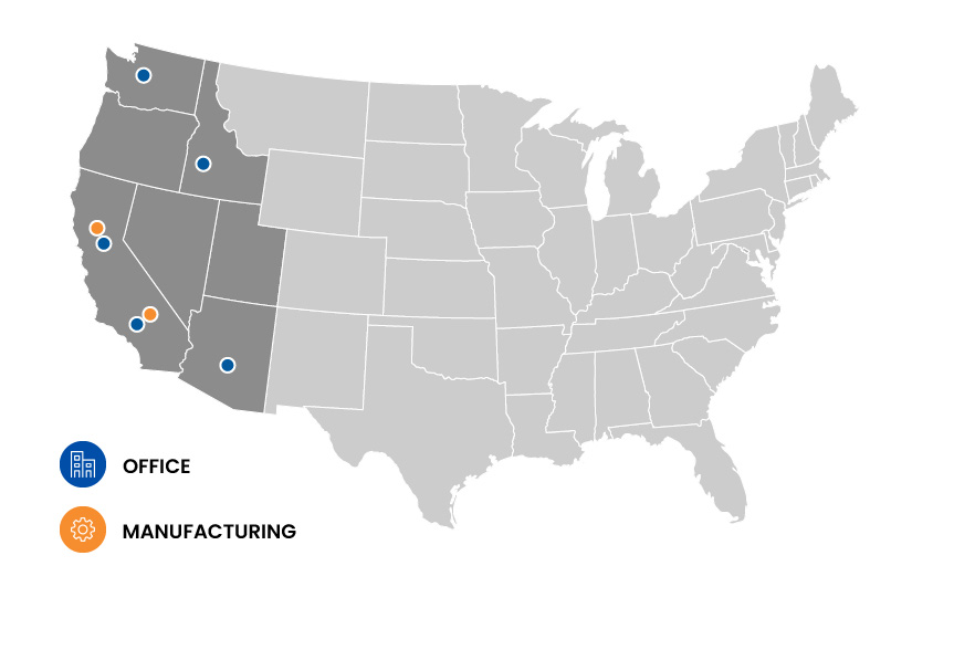 A map showing the territories covered by Clark Pacific.