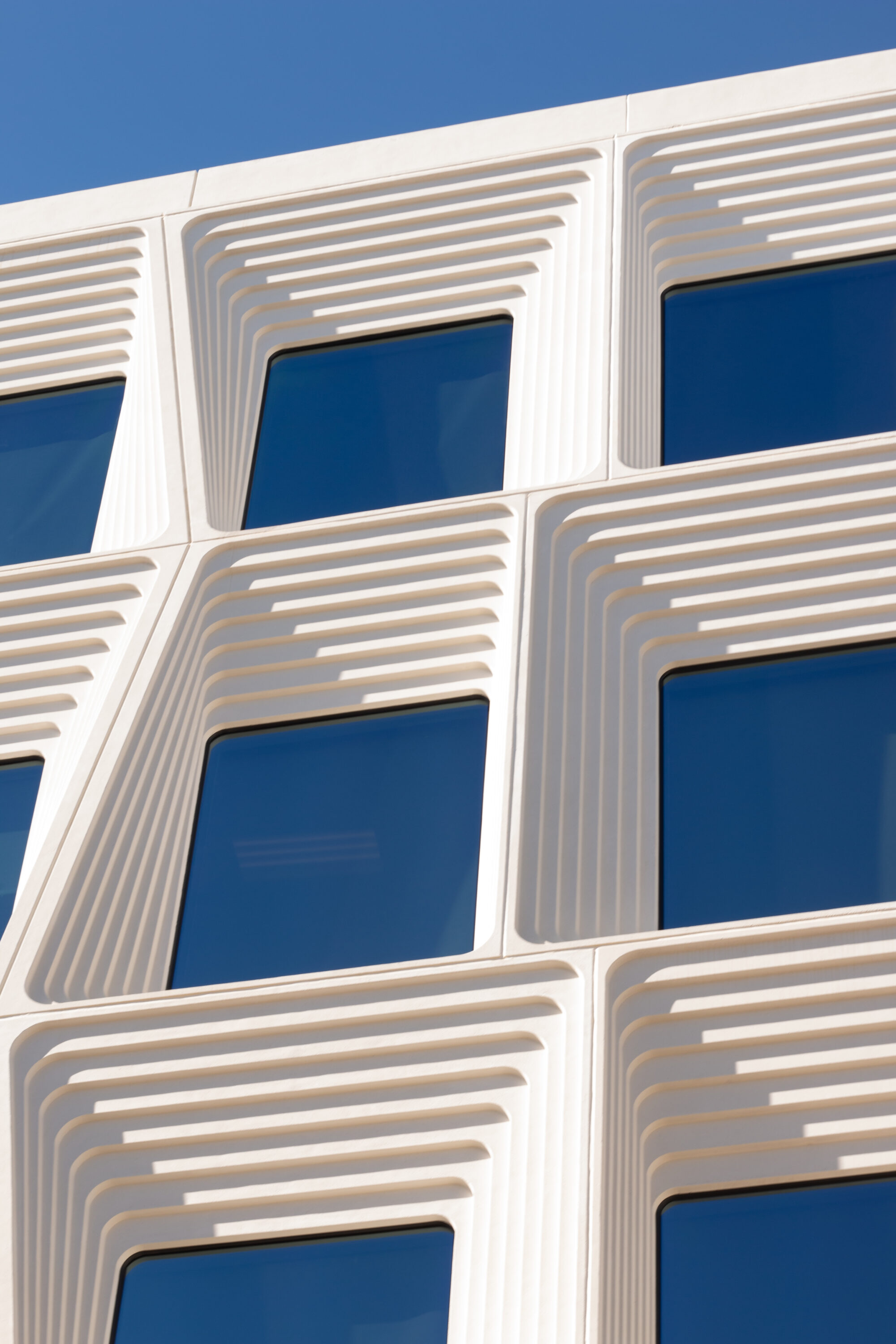 Modern building with geometric window design