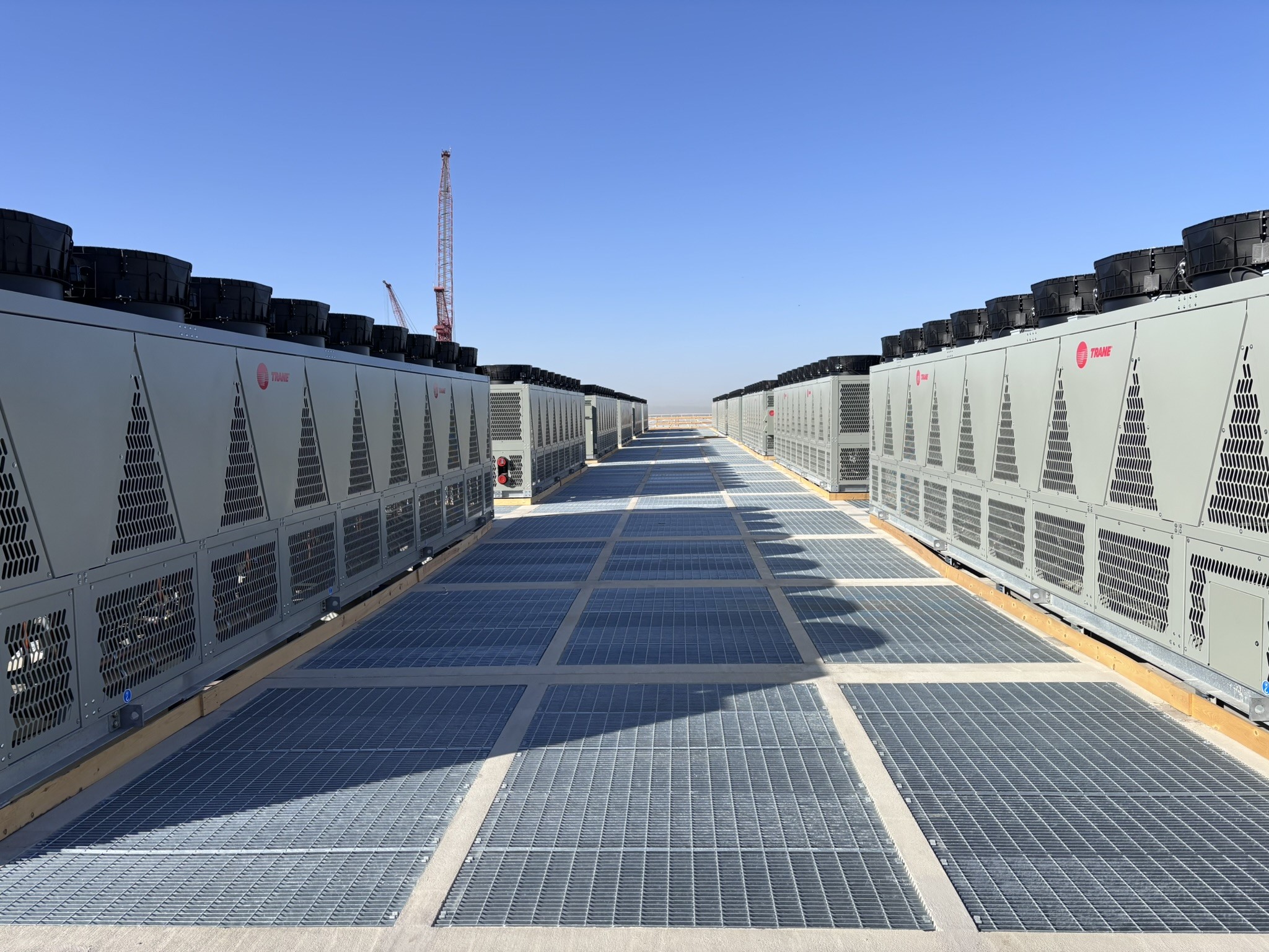 Photograph of a data center mechanical platform.